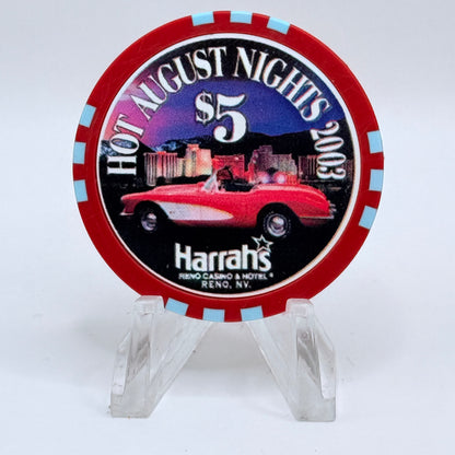 Harrah's Reno Nevada 2003 'Hot August Nights' LE $5 Casino Chip E1007