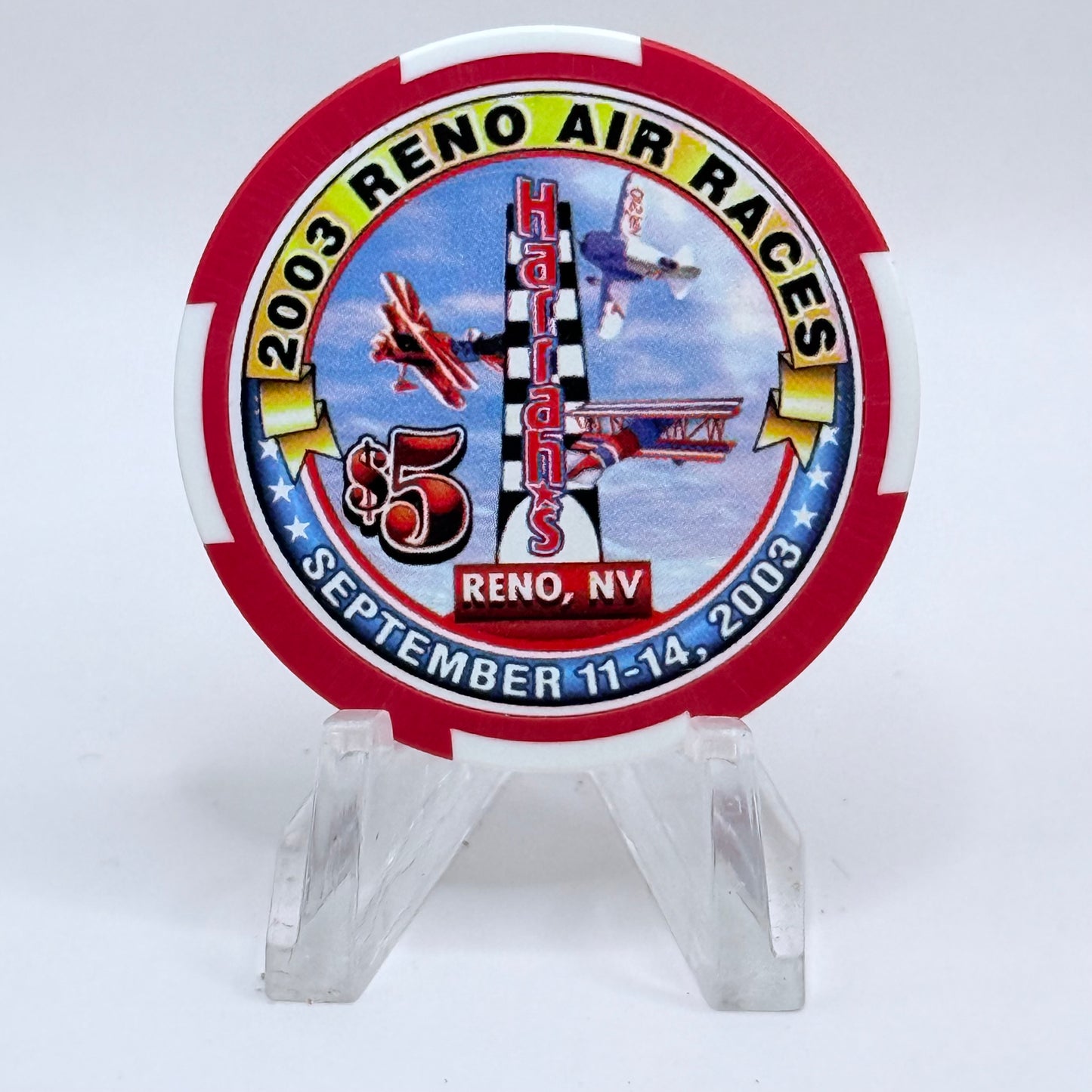 Harrah's Reno Nevada 2003 'Reno Air Races' LE $5 Casino Chip E1009