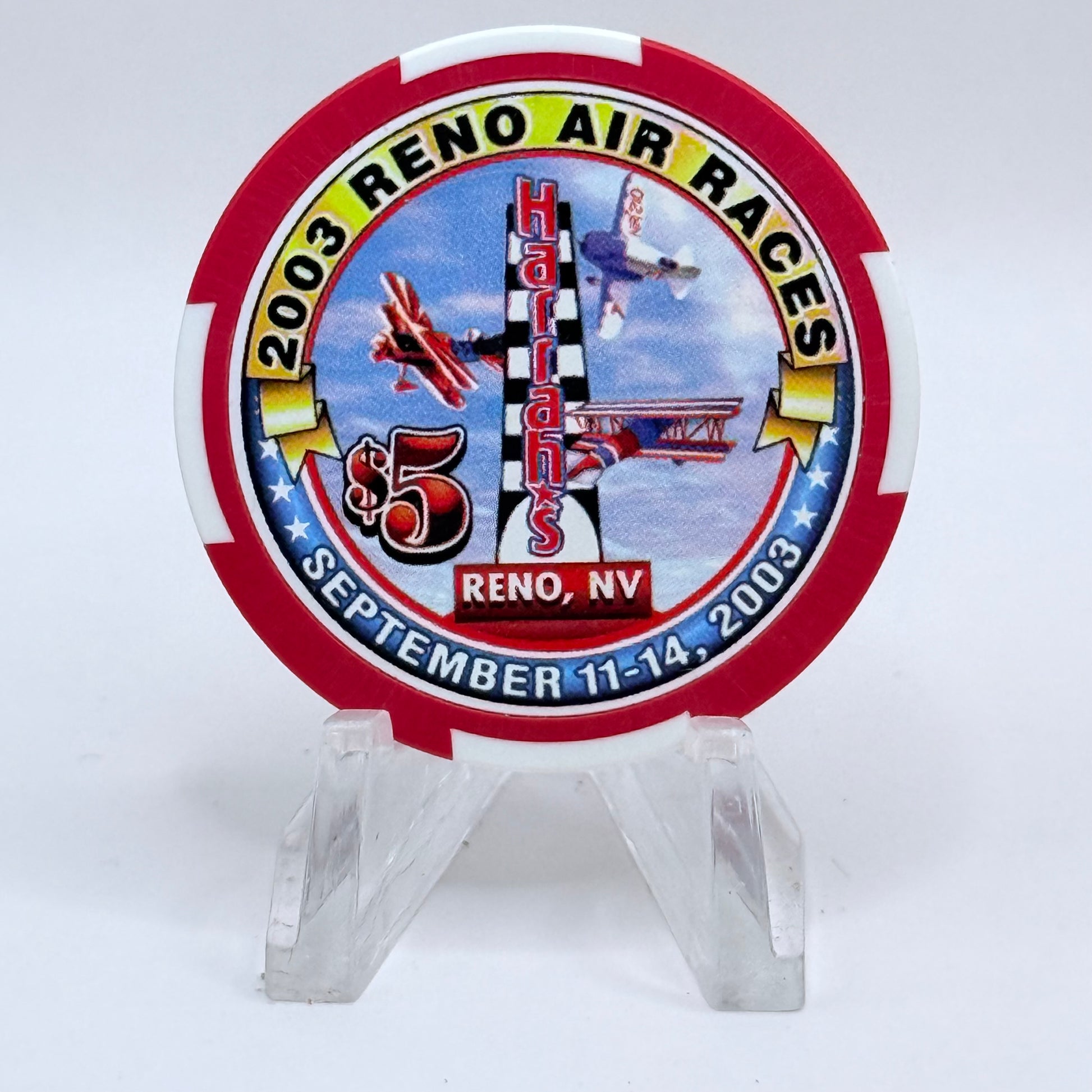 Harrah's Reno Nevada 2003 'Reno Air Races' LE $5 Casino Chip E1009