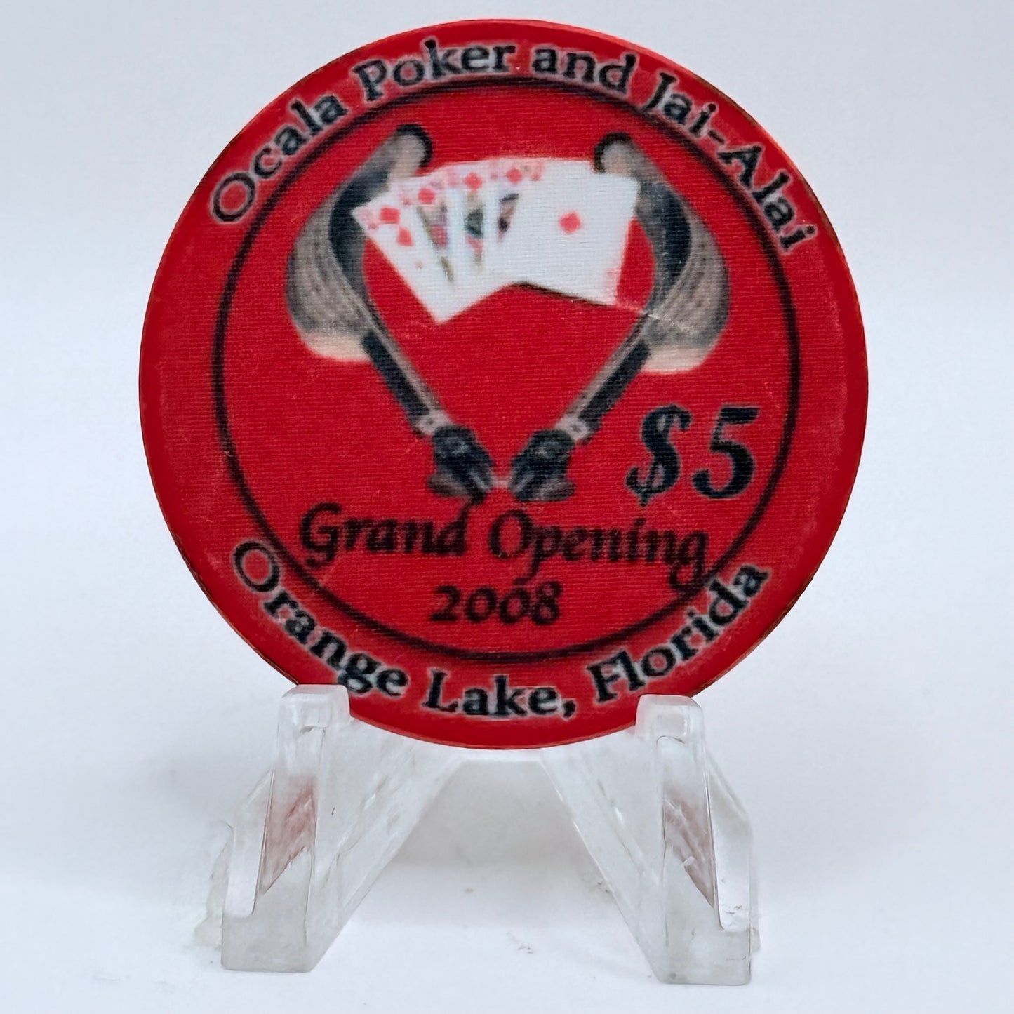 Ocala Poker & Jai-Alai Reddick Florida 2008 'Grand Opening' LE $5 Casino Chip