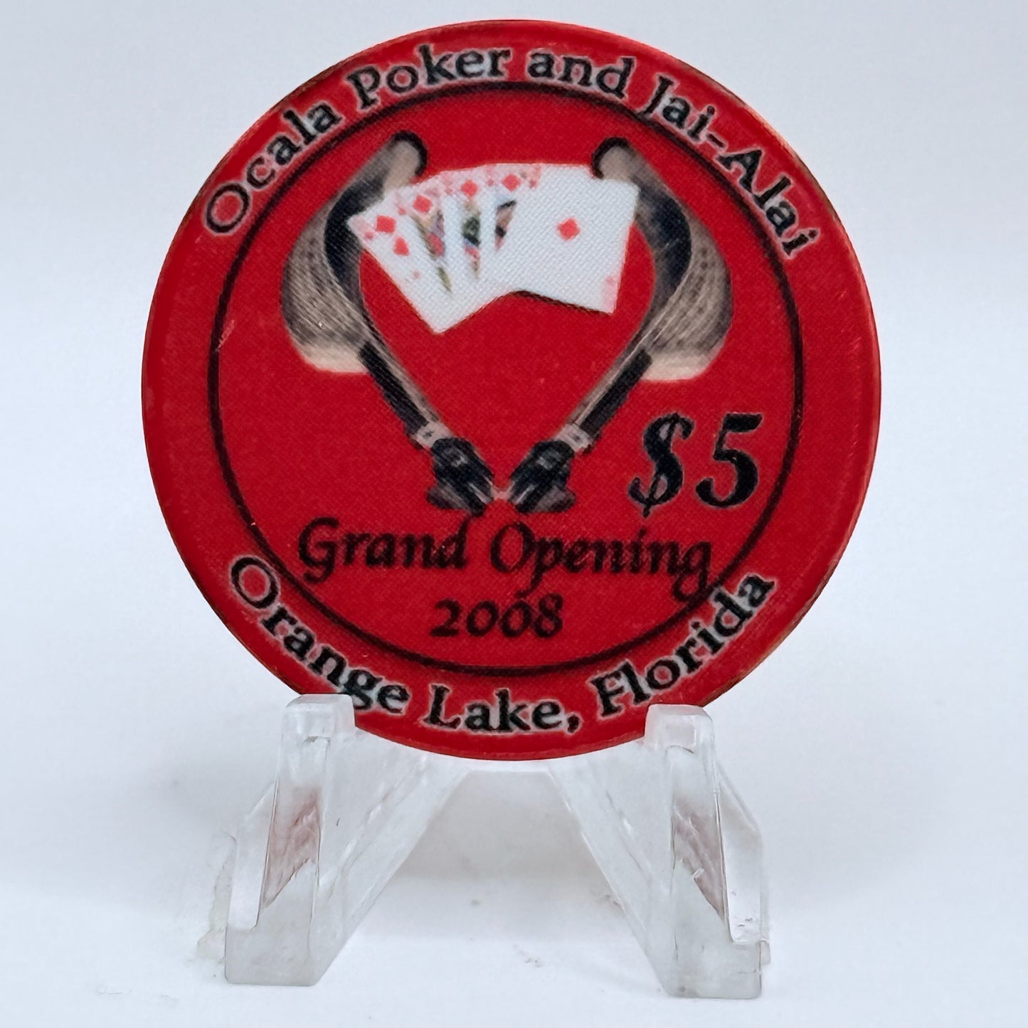 Ocala Poker & Jai-Alai Reddick Florida 2008 'Grand Opening' LE $5 Casino Chip