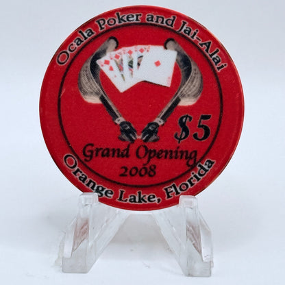 Ocala Poker & Jai-Alai Reddick Florida 2008 'Grand Opening' LE $5 Casino Chip