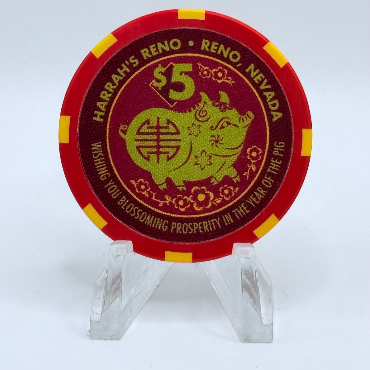 Harrah's Reno Nevada 2007 'Year Of The Pig' LE $5 Casino Chip E6021