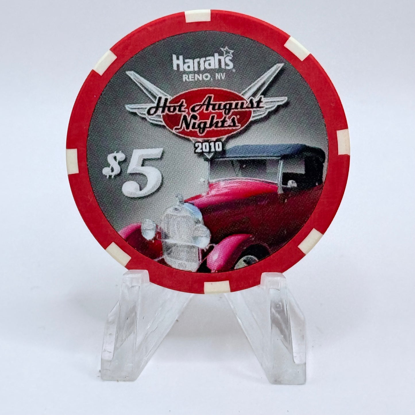 Harrah's Reno Nevada 2010 'Hot August Nights' LE $5 Casino Chip E9821