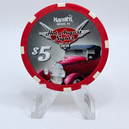 Harrah's Reno Nevada 2010 'Hot August Nights' LE $5 Casino Chip E9821