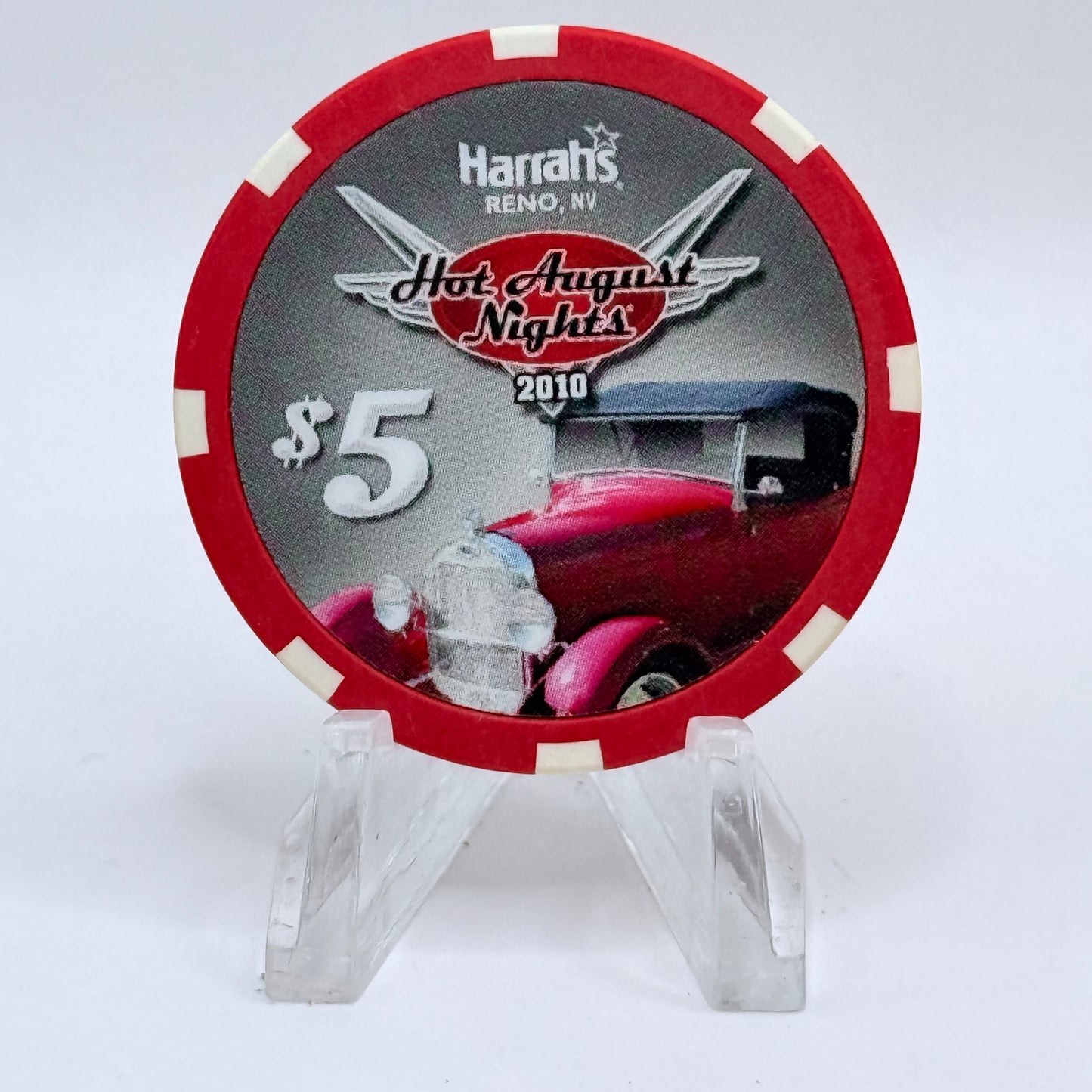 Harrah's Reno Nevada 2010 'Hot August Nights' LE $5 Casino Chip E9821