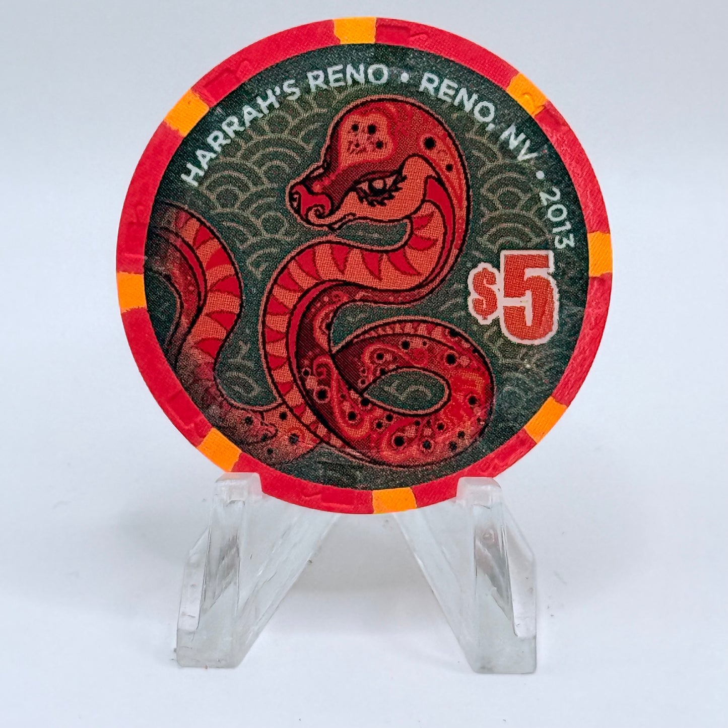 Harrah's Reno Nevada 2013 'Year Of The Snake' LE $5 Casino Chip D1020