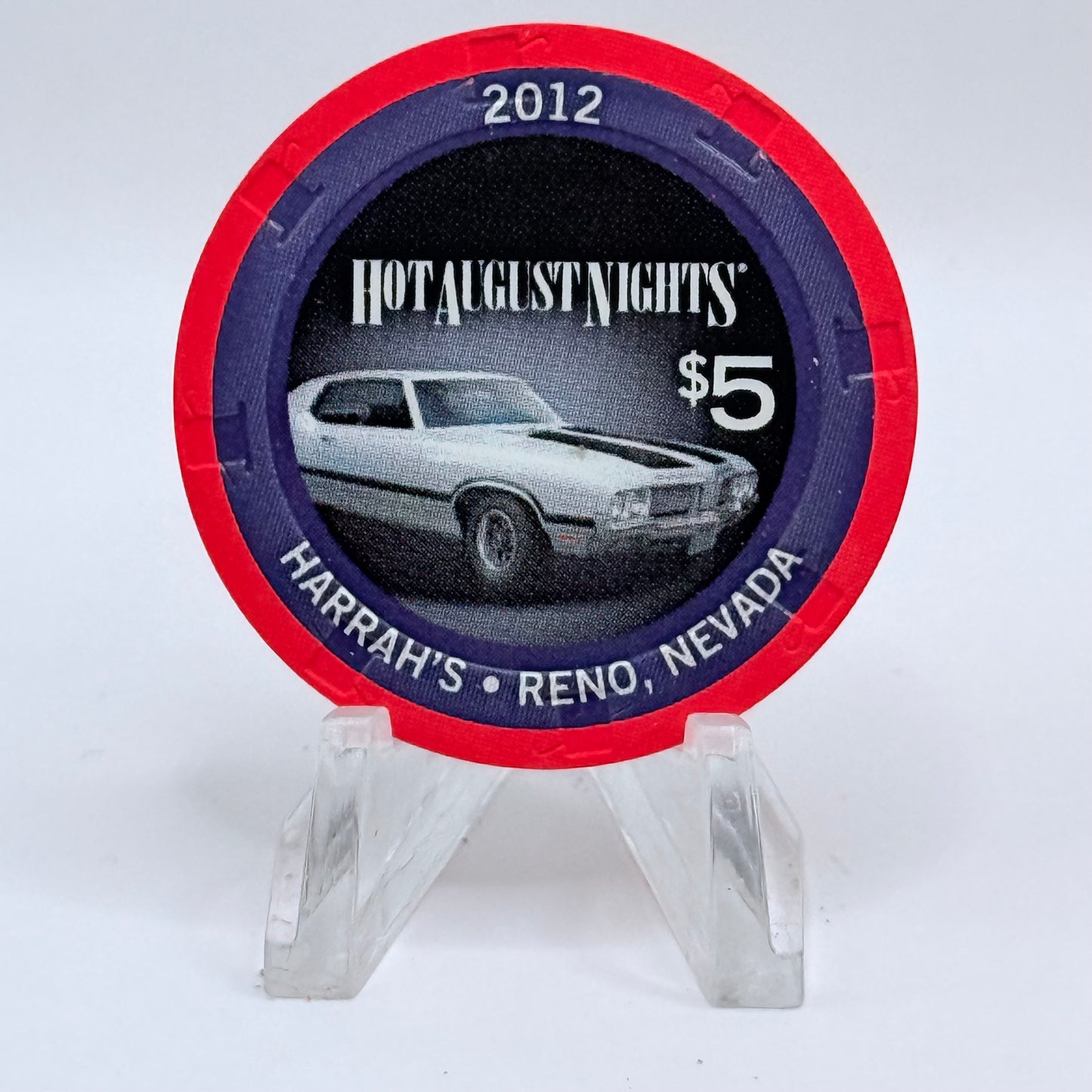 Harrah's Reno Nevada 2012 'Hot August Nights' LE $5 Casino Chip D0840