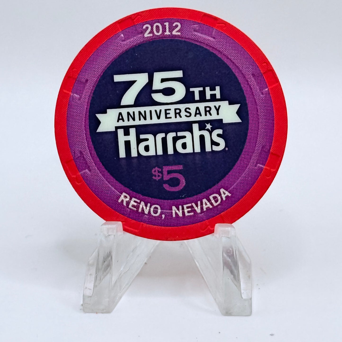 Harrah's Reno Nevada 2012 '75th Anniversary' LE $5 Casino Chip