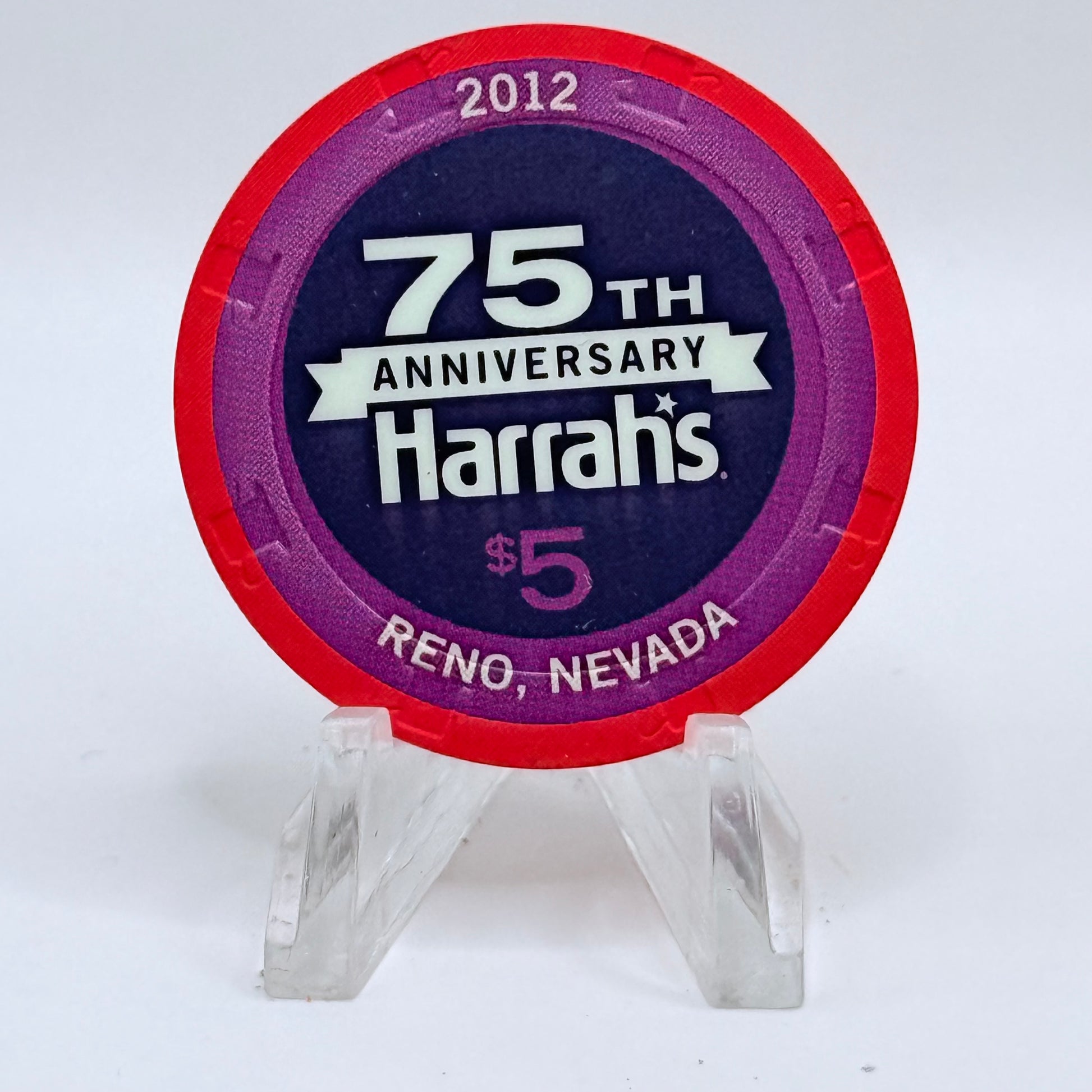 Harrah's Reno Nevada 2012 '75th Anniversary' LE $5 Casino Chip