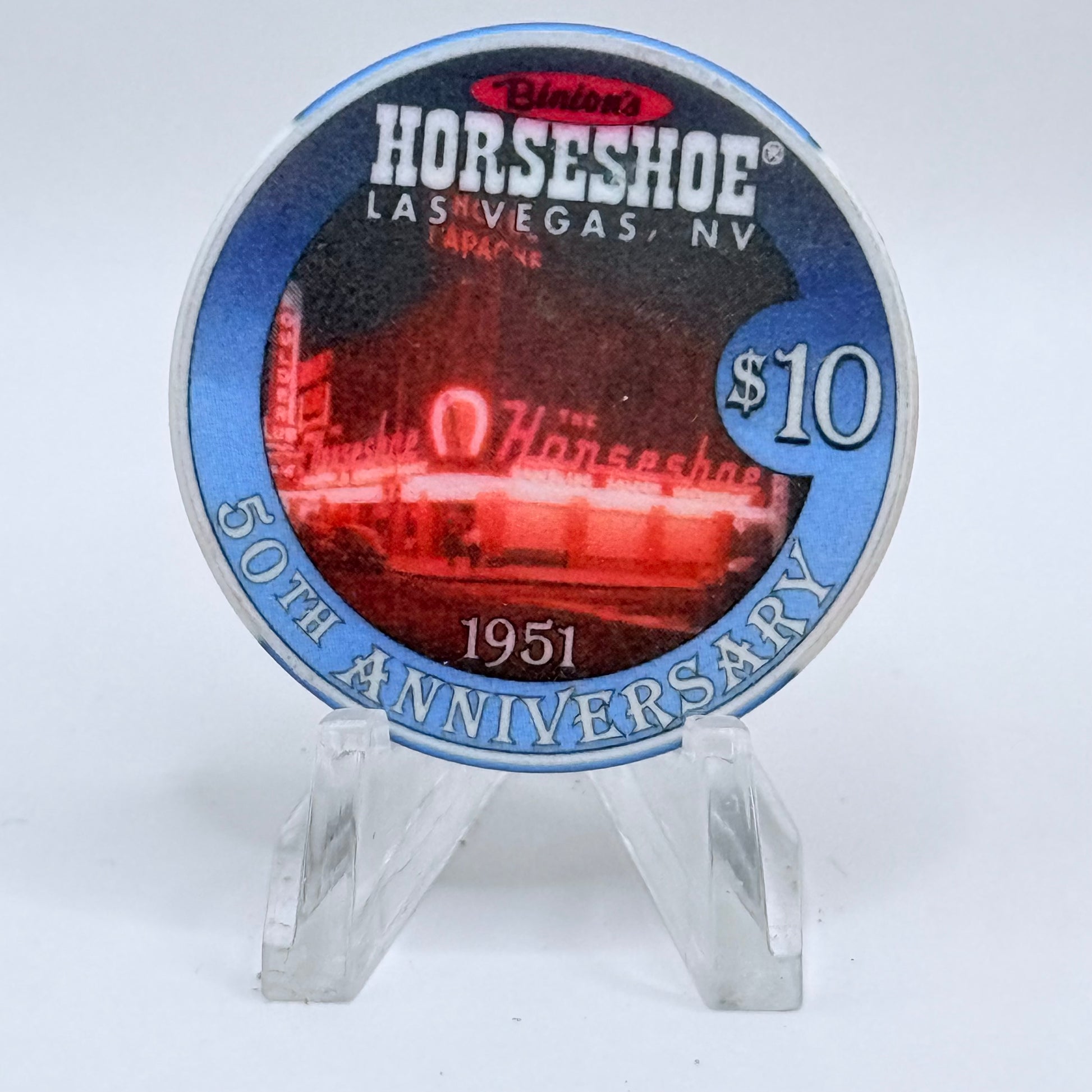 Horseshoe Club (Binion's) Las Vegas Nevada 2001 '50th Anniversary' LE $10 Casino Chip V9097