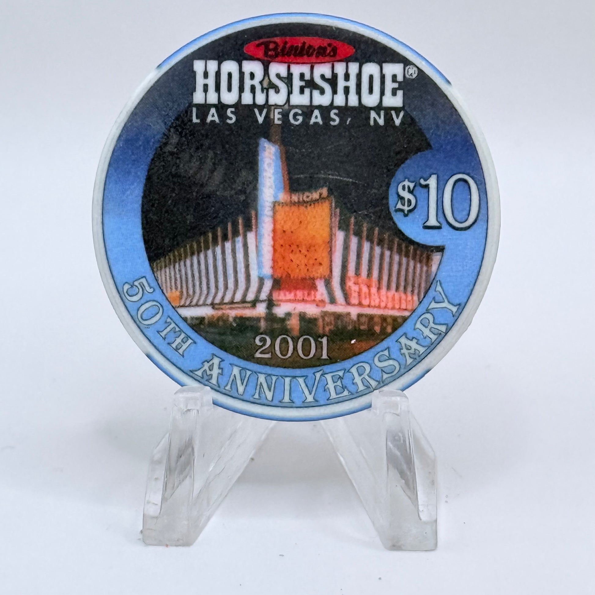 Horseshoe Club (Binion's) Las Vegas Nevada 2001 '50th Anniversary' LE $10 Casino Chip V9097