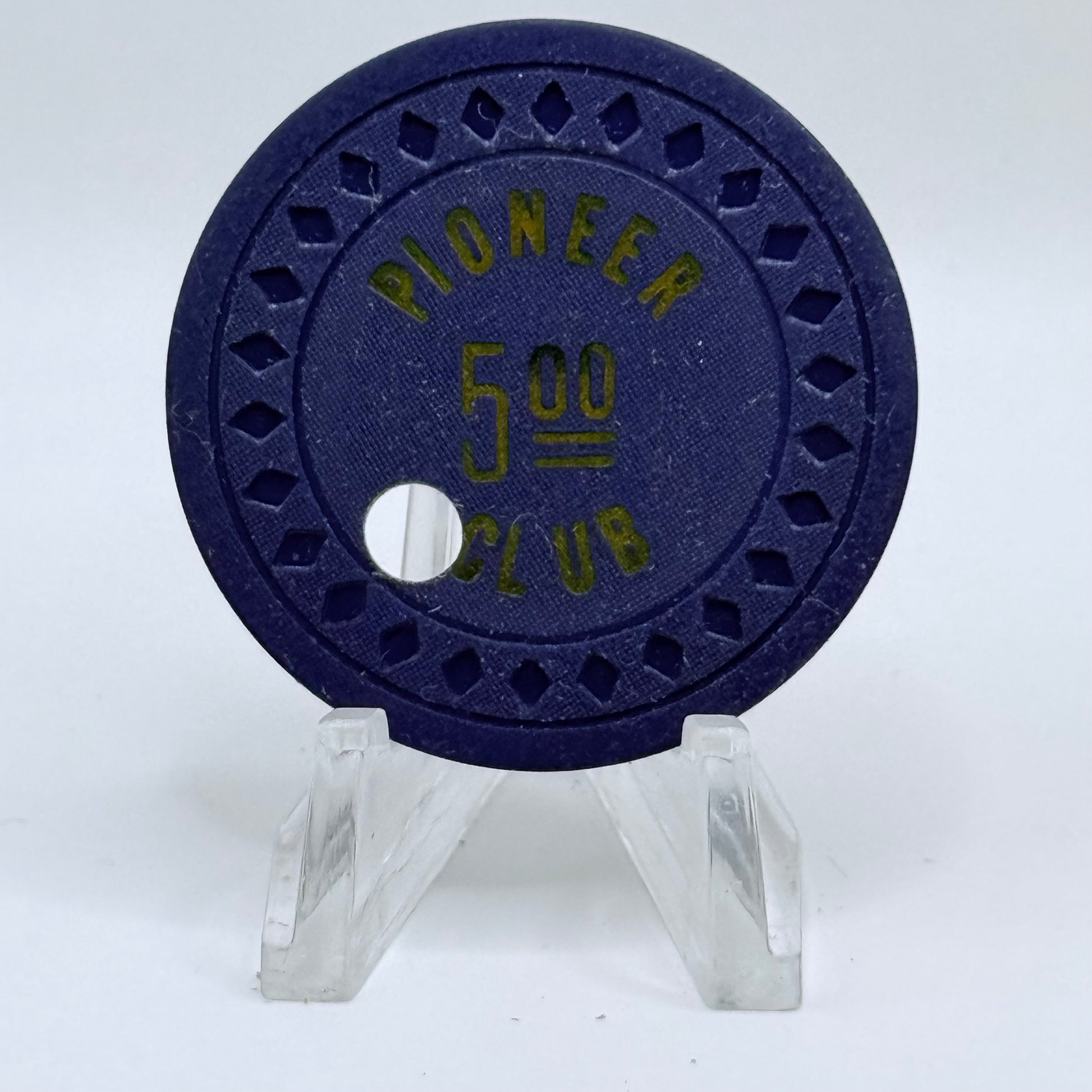 Pioneer Club Las Vegas Nevada 1940s 'Drilled' $5 Casino Chip N0769.C