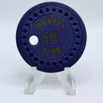 Pioneer Club Las Vegas Nevada 1940s 'Drilled' $5 Casino Chip N0769.C