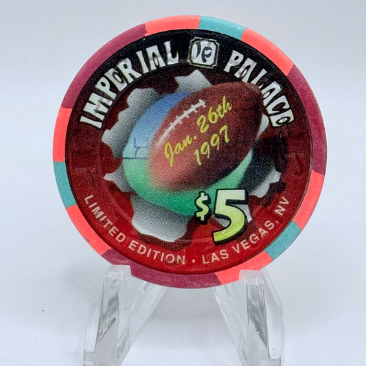 Imperial Palace Las Vegas Nevada 1997 'Super Bowl' LE $5 Casino Chip N8637