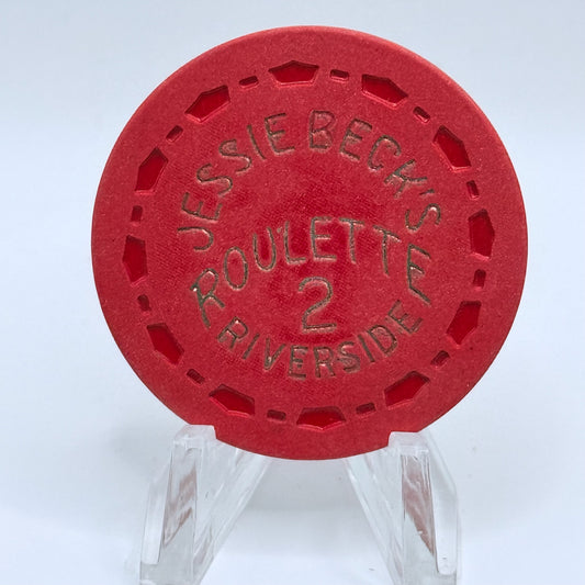Jessie Beck's Riverside Hotel Reno Nevada 1972 Series 2 Red Roulette Casino Chip N6854