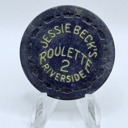 Jessie Beck's Riverside Hotel Reno Nevada 1972 Series 2 Purple Roulette Casino Chip N6854