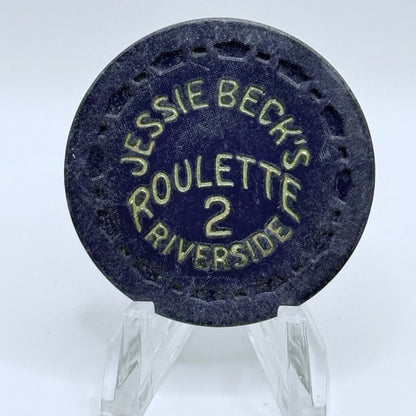 Jessie Beck's Riverside Hotel Reno Nevada 1972 Series 2 Purple Roulette Casino Chip N6854