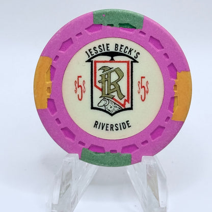 Jessie Beck's Riverside Hotel Reno Nevada 1971 $5 Casino Chip N5504