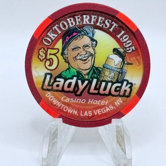 Lady Luck Las Vegas Nevada 1995 'Oktoberfest' LE $5 Casino Chip N2345