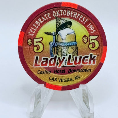Lady Luck Las Vegas Nevada 1995 'Oktoberfest' LE $5 Casino Chip N2345