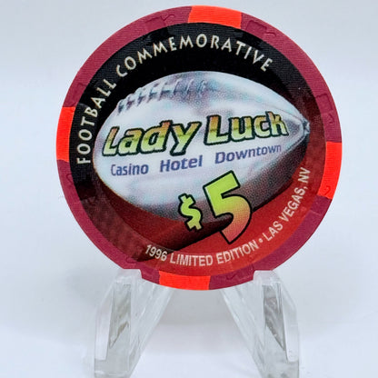Lady Luck Las Vegas Nevada 1996 'Football Commemorative' LE $5 Casino Chip N2343