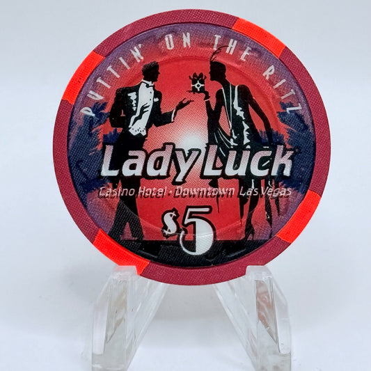 Lady Luck Las Vegas Nevada 1995 'Putting on the Ritz' LE $5 Casino Chip N2346
