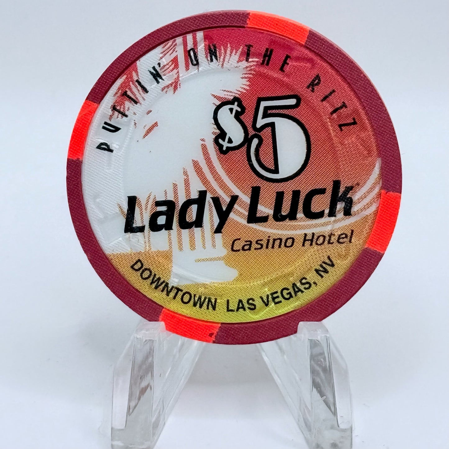 Lady Luck Las Vegas Nevada 1995 'Putting on the Ritz' LE $5 Casino Chip N2346