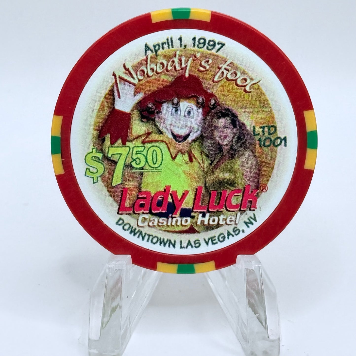 Lady Luck Las Vegas Nevada 1997 'April Fools' LE $7.50 Casino Chip N8666