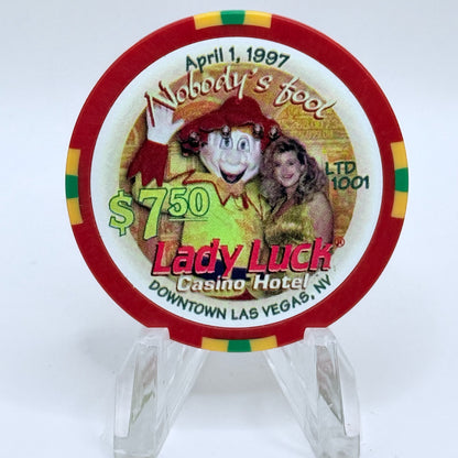 Lady Luck Las Vegas Nevada 1997 'April Fools' LE $7.50 Casino Chip N8666
