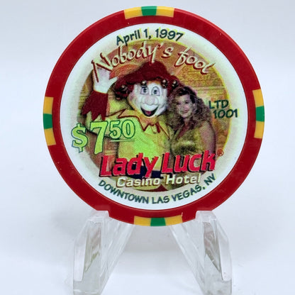 Lady Luck Las Vegas Nevada 1997 'April Fools' LE $7.50 Casino Chip N8666