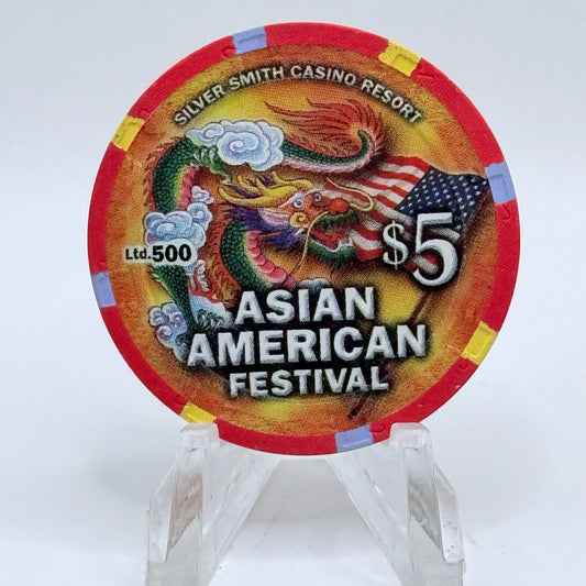 Silver Smith Wendover Nevada 2000 'Asian American Festival' LE $5 Casino Chip V7346