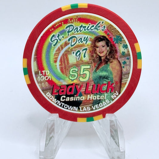 Lady Luck Las Vegas Nevada 1997 'St. Patrick's Day' LE $5 Casino Chip N8664