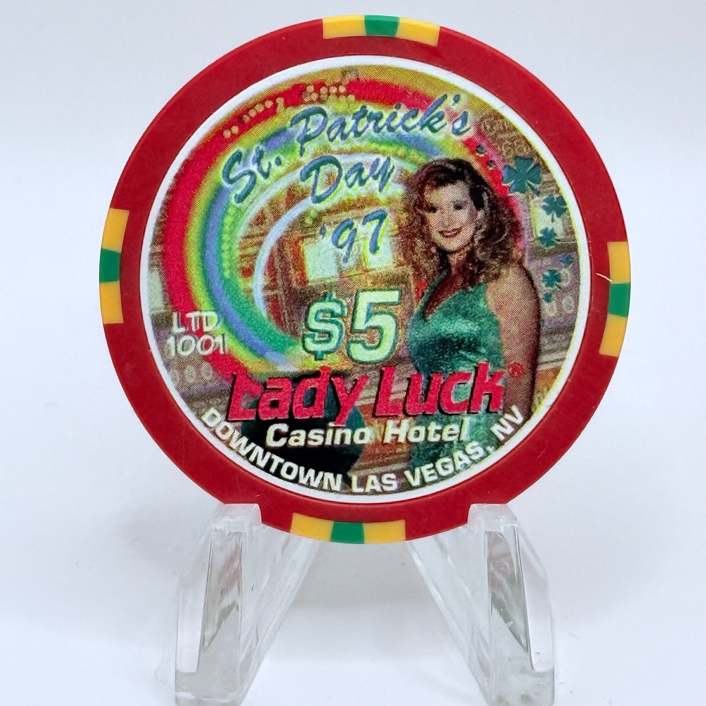 Lady Luck Las Vegas Nevada 1997 'St. Patrick's Day' LE $5 Casino Chip N8664