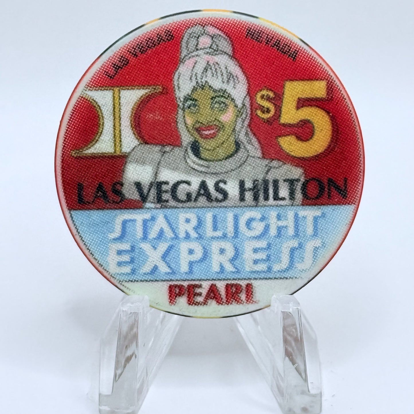 Las Vegas Hilton Las Vegas Nevada 1997 Pearl' $5 Casino Chip N0634