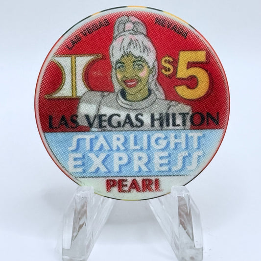 Las Vegas Hilton Las Vegas Nevada 1997 Pearl' $5 Casino Chip N0634
