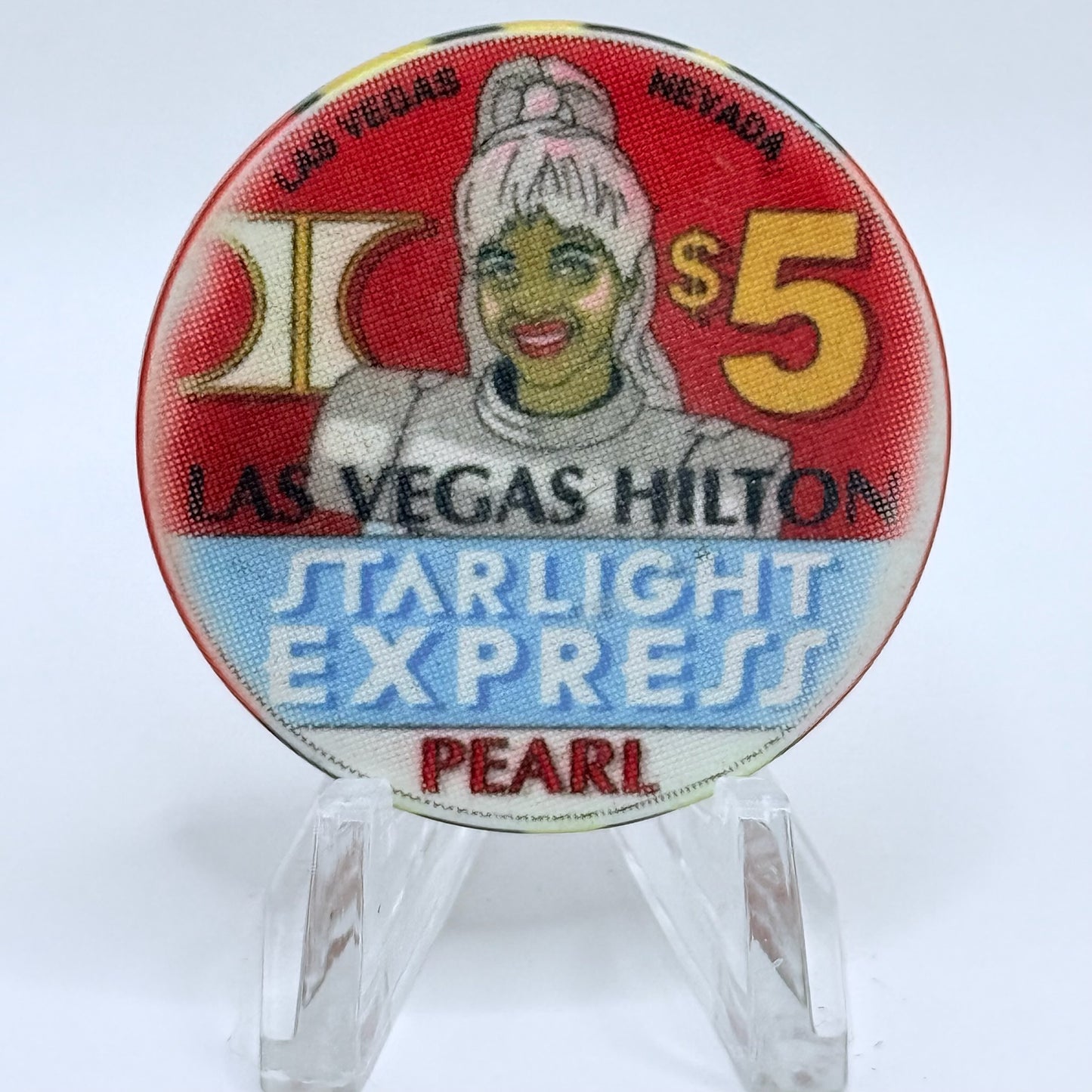 Las Vegas Hilton Las Vegas Nevada 1997 Pearl' $5 Casino Chip N0634