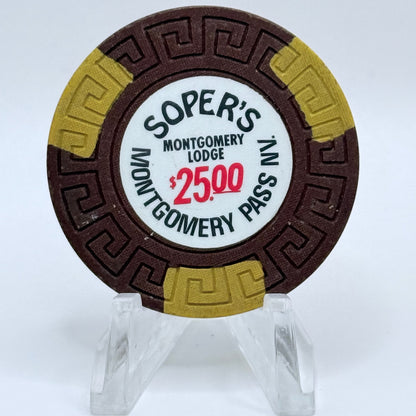 Soper's Montgomery Lodge Montgomery Pass Nevada 1980s $25 Casino Chip N5690