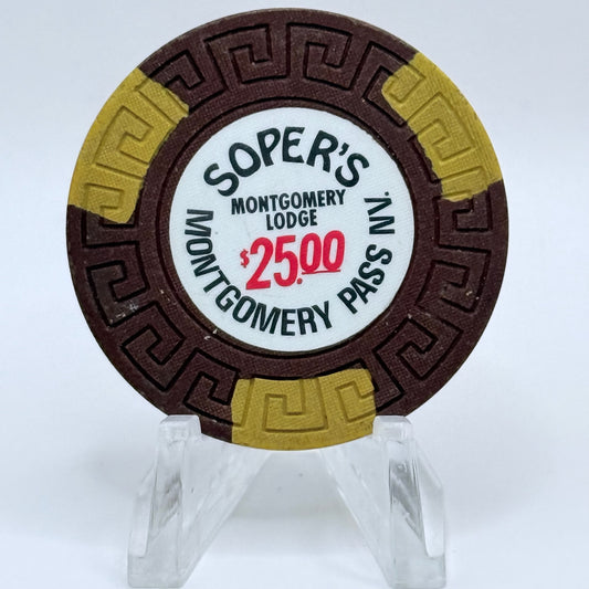 Soper's Montgomery Lodge Montgomery Pass Nevada 1980s $25 Casino Chip N5690