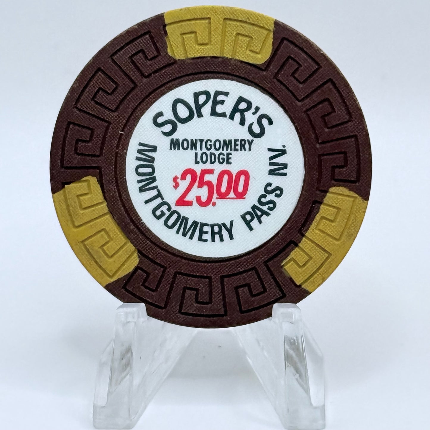 Soper's Montgomery Lodge Montgomery Pass Nevada 1980s $25 Casino Chip N5690
