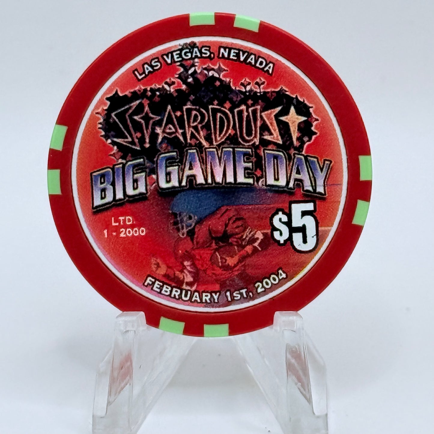 Stardust Las Vegas Nevada 2004 'Big Game Day' LE $5 Casino Chip E2594
