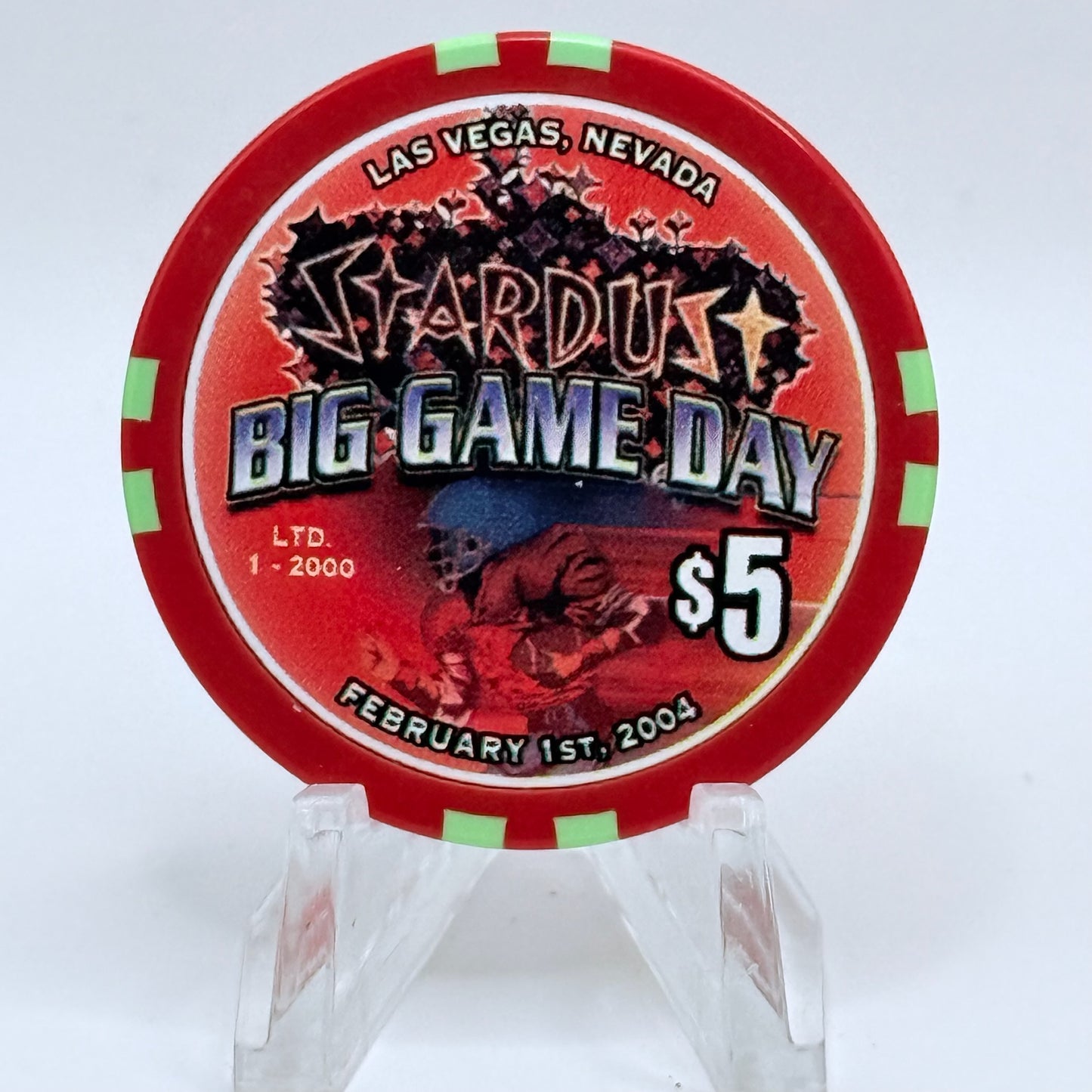 Stardust Las Vegas Nevada 2004 'Big Game Day' LE $5 Casino Chip E2594