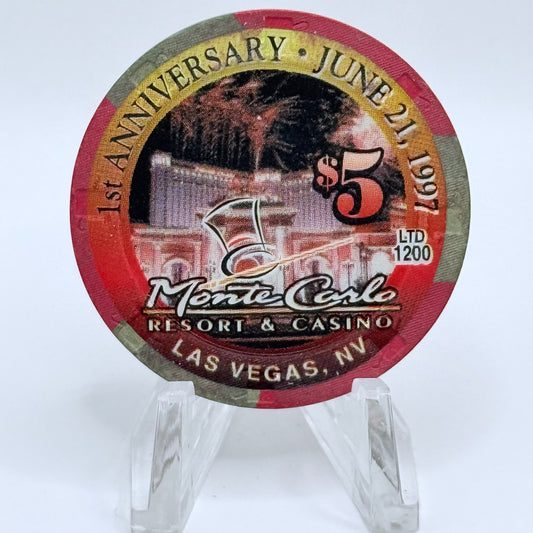 Monte Carlo Resort & Casino Las Vegas Nevada 1997 '1st Anniversary'k LE $5 Casino Chip V1155