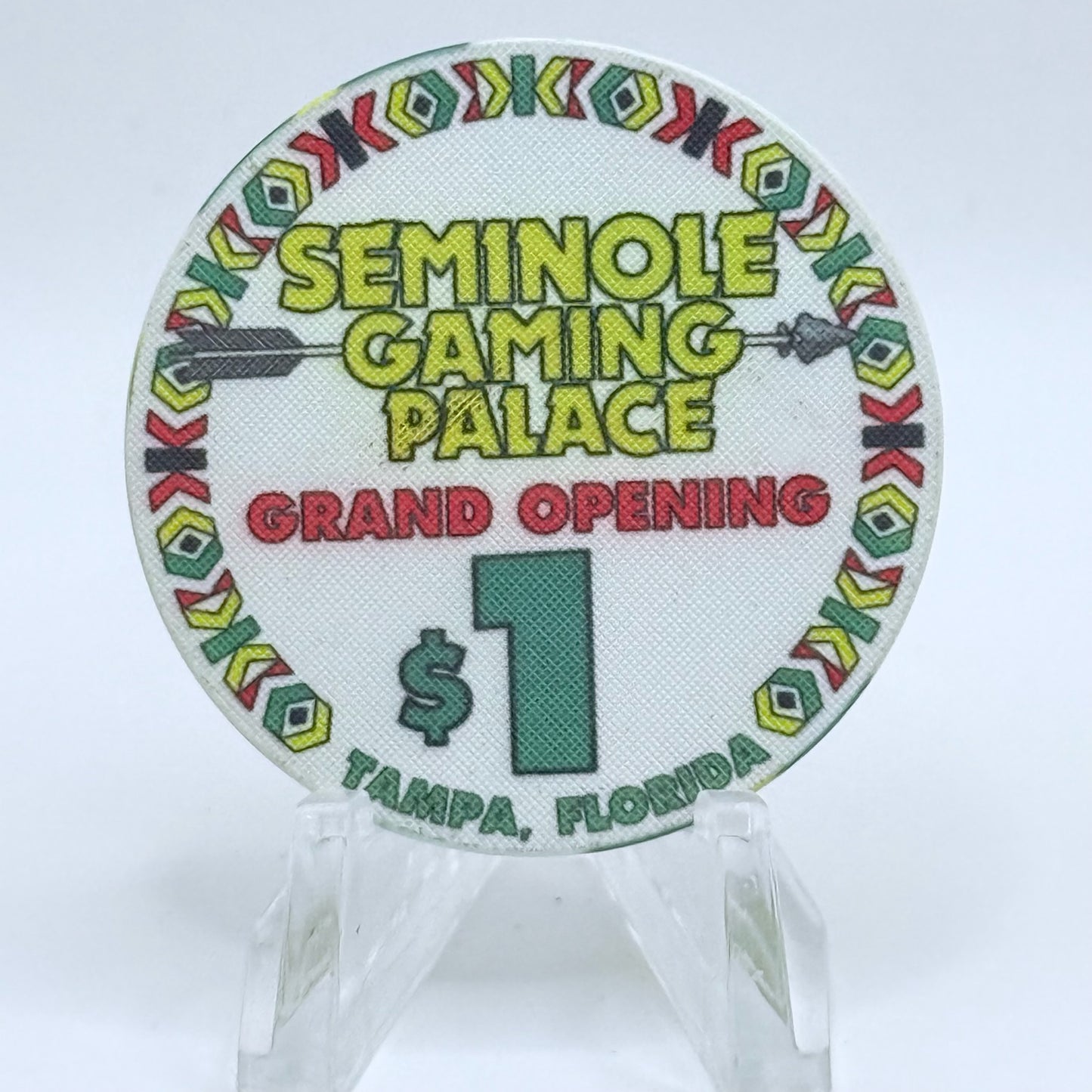Seminole Gaming Palace Tampa Florida 1992 'Grand Opening' Series 2 LE $1 Casino Chip