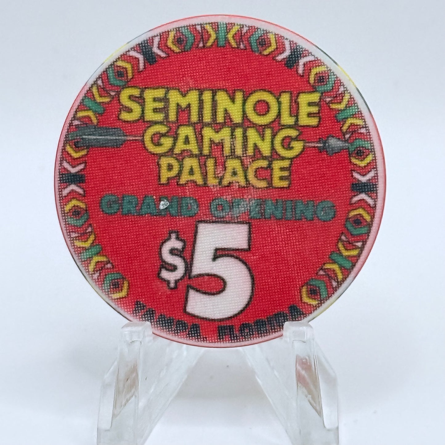 Seminole Gaming Palace Tampa Florida 1992 'Grand Opening' LE $5 Casino Chip