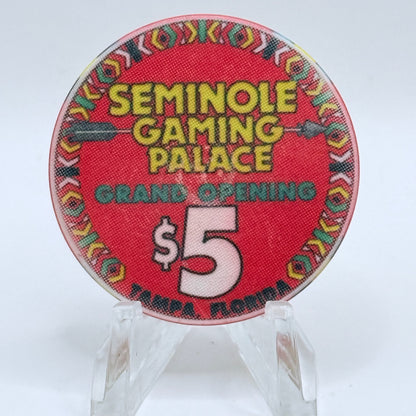 Seminole Gaming Palace Tampa Florida 1992 'Grand Opening' LE $5 Casino Chip