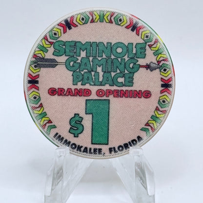 Seminole Gaming Palace Immokalee Florida 1994 'Grand Opening' Series 3 LE $1 Casino Chip