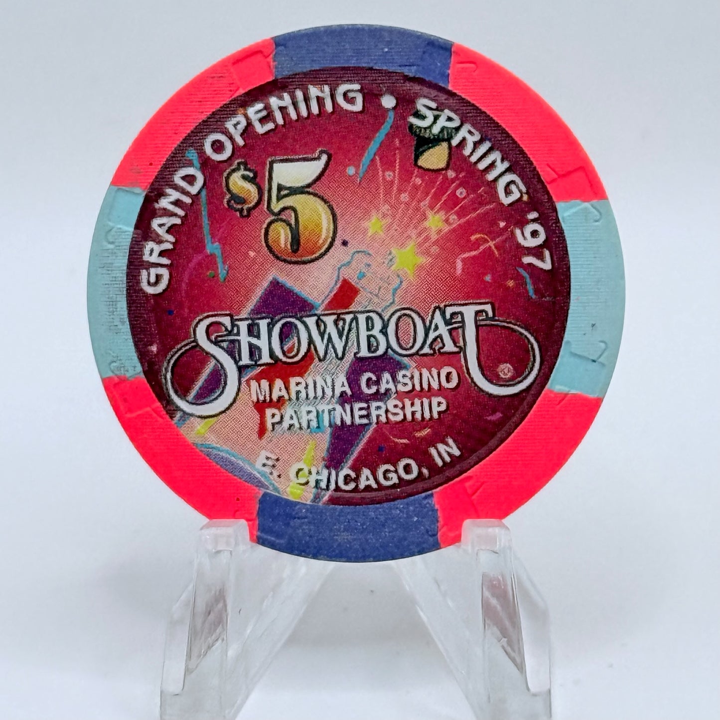 Showboat Casino E. Chicago Indiana 1997 'Grand Opening' LE $5 Casino Chip