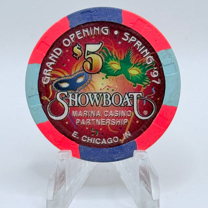 Showboat Casino E. Chicago Indiana 1997 'Grand Opening' LE $5 Casino Chip