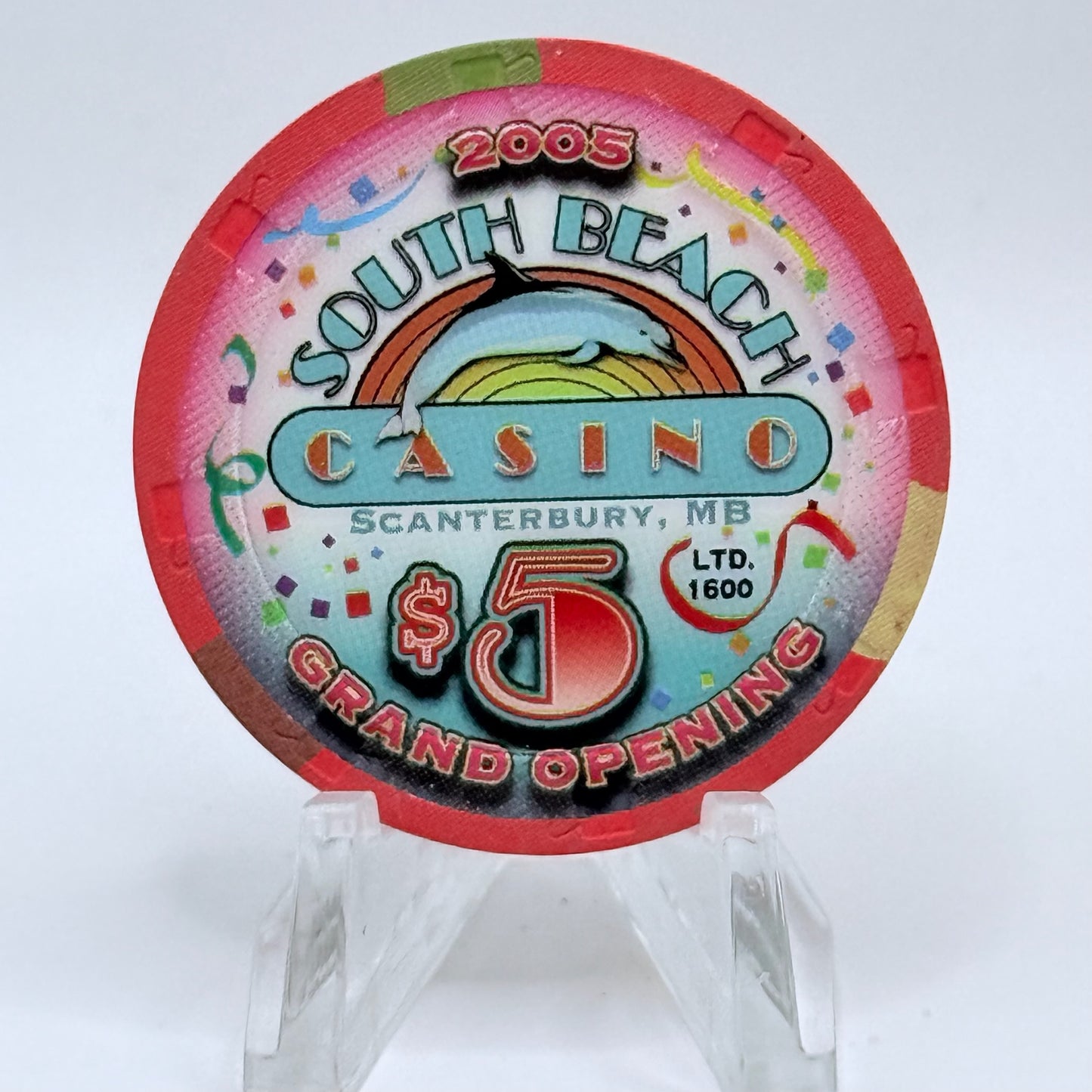 South Beach Scanterbury Manitoba 2005 'Grand Opening' LE $5 Casino Chip